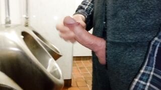 Public Cruising Urinals, Hard Cock Cumming in Onesie Rockard Daddy