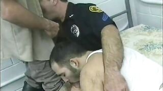 Three cock sucking gay officers enjoy dick and jerk off