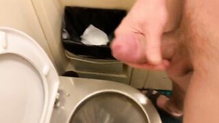 A gay man has an orgasm in the locker room of a train toilet