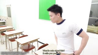 Japanese Students Threesome in Classroom