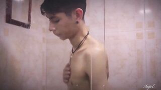 POV You're Secretly Watching This Hot Latino Twink While He's Taking a Shower