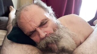 Feeding Big Moustache Daddy a Creamy Load