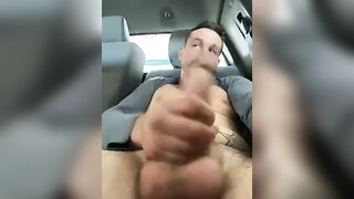 Quick jerk off shesh in truck while working