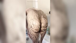 Skinny white guy washing my very hairy dick, balls, and ass in the shower