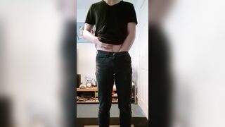 Masturbating in Black Jeans