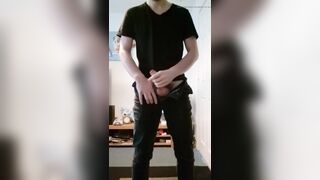 Masturbating in Black Jeans