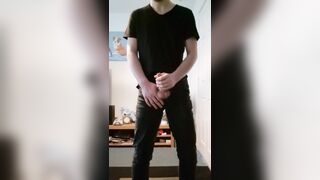 Masturbating in Black Jeans