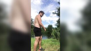 Jerking off outdoor hot and horny during a bike ride.