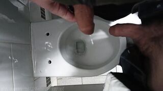 Extreme , public toilet , pissed on a femboy dick!