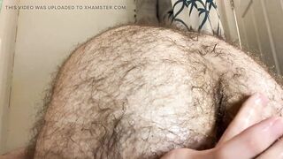 Oiling up my extremely hairy virgin ass and giving it a quick finger