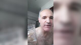 I Cum in the Bathroom in the Glass and Swallow My Hot Cum