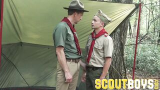 Cute scout seduced & fucked raw by hot, hung scoutmaster