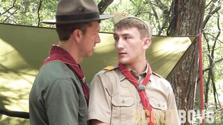 Sexy scoutmaster seduces a cute twink in forest