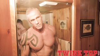 Hung twink stud fucks older silver muscle daddy bareback