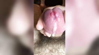 Closeup urethra play and cum