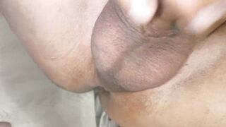 Swollen young dick from a powerful ass fuck in sperm without a condom!