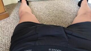 Thick Cock, Thick Cum in Hanes Black Boxer Briefs