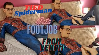 Tied Spiderman Gets Footjob From Venom