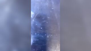 Very hairy big white uncut dick jerking off and cumming on a glowing light table