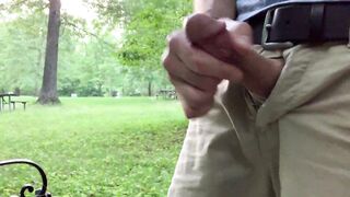 I'm masturbating and I cum at the park on my favorite bench.