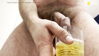 Piss 003 - Hairy Bear Pissing in Glass