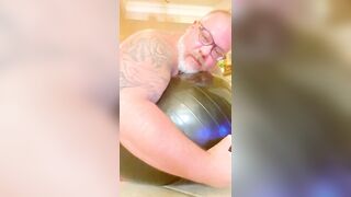 Chub hole exposed on exercise ball for your pleasure