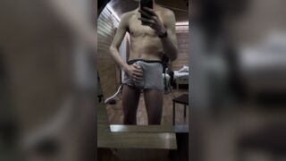 Jerking off a Big Fat Cock in Front of the Mirror