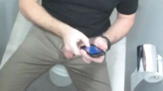 Jerking off in the public toilet at work