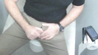 Jerking off in the public toilet at work