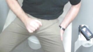 Jerking off in the public toilet at work