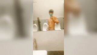 Young Asia Teen Guy Wanking on a Public Mcdonnalds Toilet