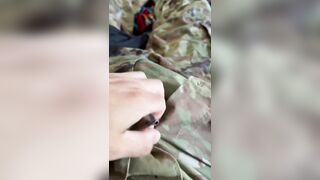 Just an Army Soldier Rubbing His Cock Through His Ocps Military Uniform