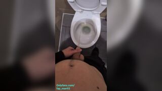 Cute 18 teen boy can't hold pee during work so peeing in the public toilets and plays with cock 4K