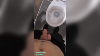 Cute 18 teen boy can't hold pee during work so peeing in the public toilets and plays with cock 4K