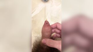 My very hairy uncut dick pissing in the sink