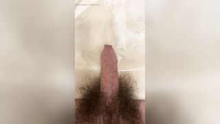 My very hairy uncut dick pissing in the sink