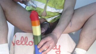 Rainbow pride dildo fucks straight ass