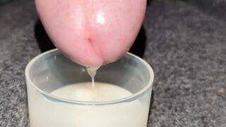 Extreme Closeup Huge Thick Load of Cum Edged Out Into Cup and Swallowed