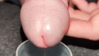 Extreme Closeup Huge Thick Load of Cum Edged Out Into Cup and Swallowed