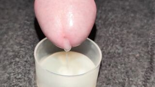 Extreme Closeup Huge Thick Load of Cum Edged Out Into Cup and Swallowed