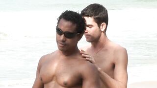 Wild beach fuck together with hot gay boys