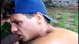 Gay dude gets his asshole banged outdoors by a huge pole