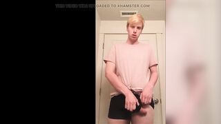 Blonde Twink Cums & Shows off Tight Hole