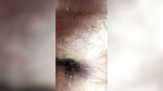 Ass on Glass: extreme closeup showing my very hairy asshole with uncut dick and balls (facesitting POV)