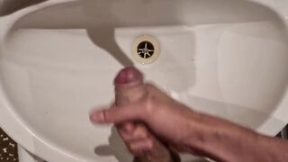 Quick morning masturbation before going to work with cum to the sink close up 4K