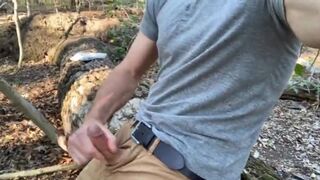 Jacking off my Big Cock in the Woods, in Public, talking too