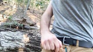 Jacking off my Big Cock in the Woods, in Public, talking too