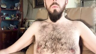 Showing off my very hairy chest and armpits