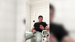 Jerking off in a public restroom at the medical building. Unedited