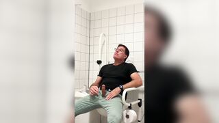 Jerking off in a public restroom at the medical building. Unedited